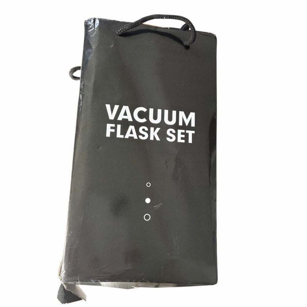 3pc Vacuum Flask Set Stainless Steel Thermos Travel Coffee Bottle 3 Cups Black